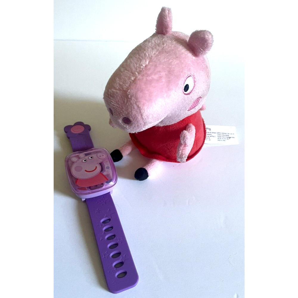 Peppa Pig Wristwatch Whit Peppa Plushie set pre-owned in good condition works